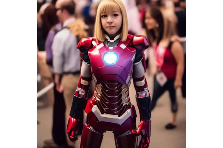 girl in ironman cosplay armorr