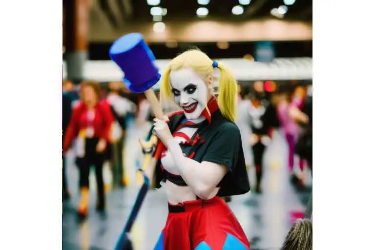 Harley Quinn cosplay with mallet