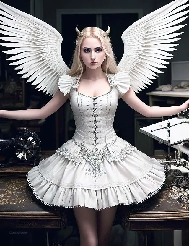 closet cosplay angel with wings and horns