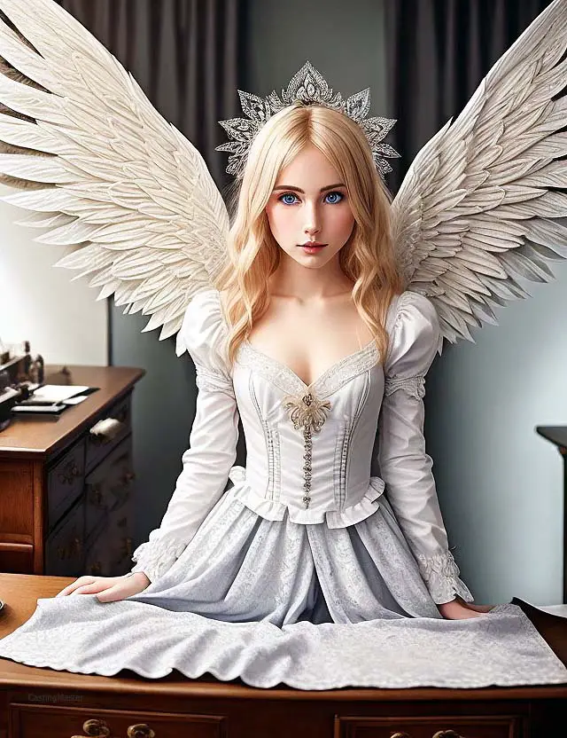 cosplay girl as ice princess with wings and crown