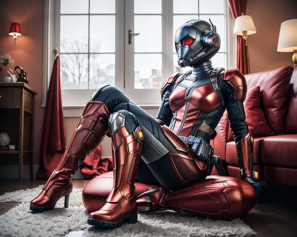 ant man cosplay sitting